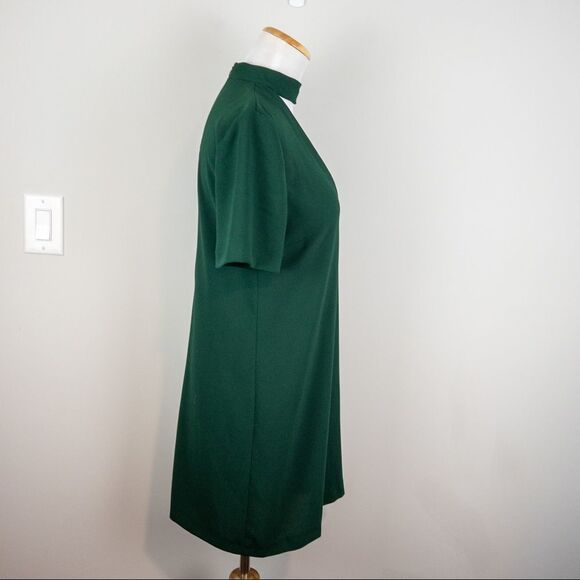 Zara Woman Dark Green Choker Mini Dress Size XS Shift Shortsleeve Modern - Picture 5 of 9